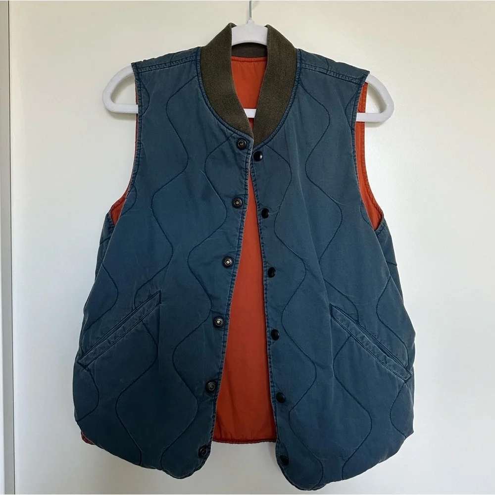 VINTAGE RARE Ralph Lauren double RL reversible vest orange and blue stitched - Picture 5 of 8